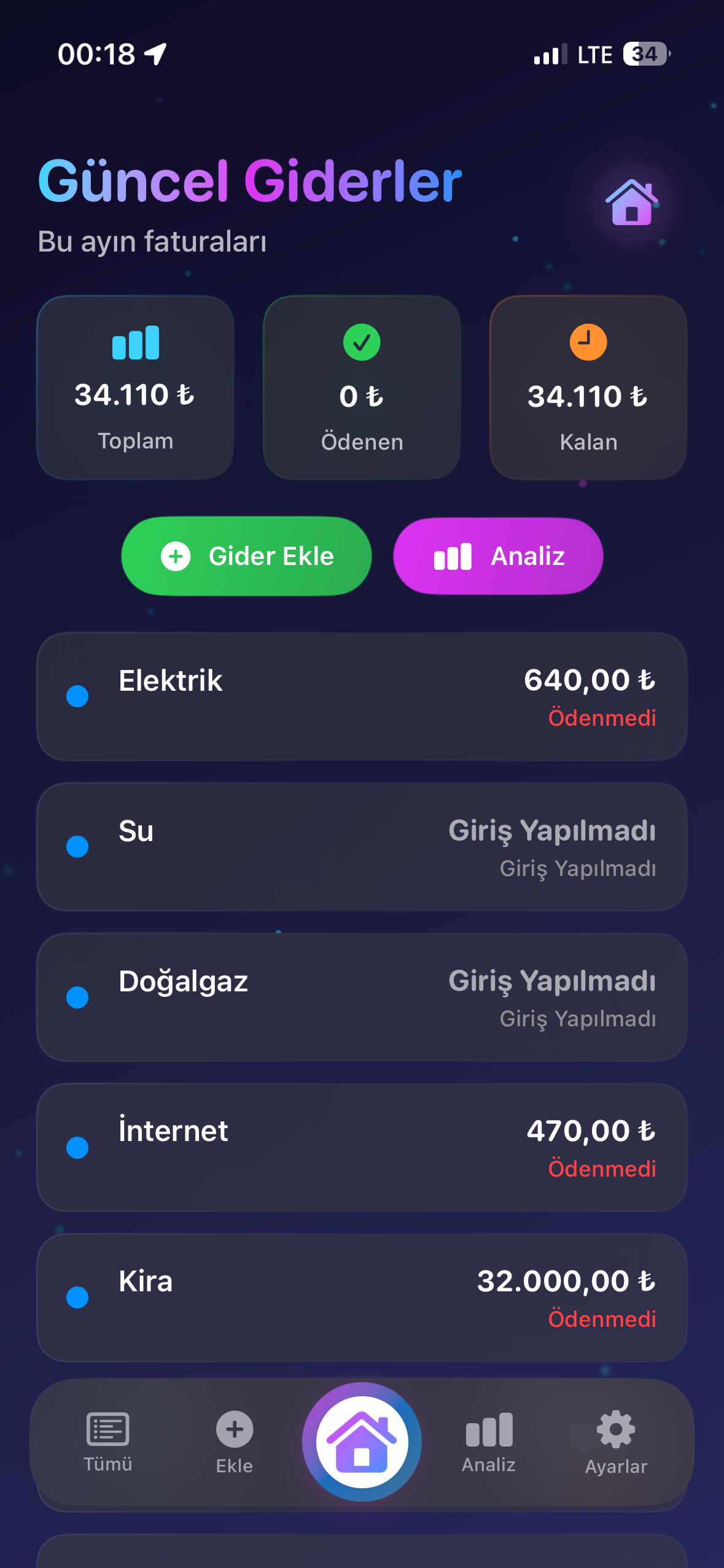 Güncel Gider ekran görüntüsü